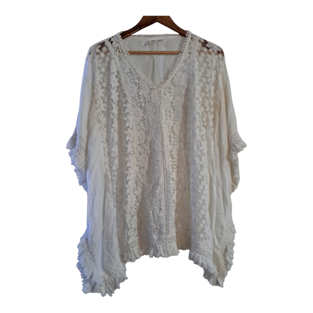 2 Chic Luxe Lace Fringed Blouse Or Cover